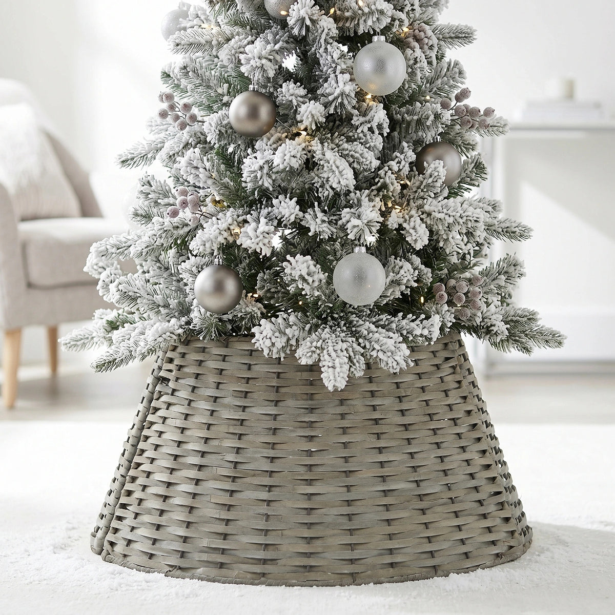 Wooden cover for Christmas tree stand 70x28cm grey decorative wicker Manufacturer code 685311