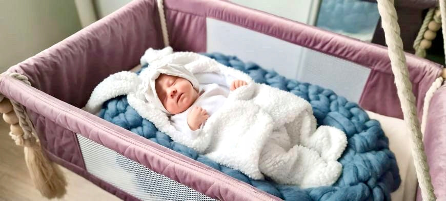 Wooden cradle for baby - velvet pink - playpen extra bed Manufacturer code Kol1