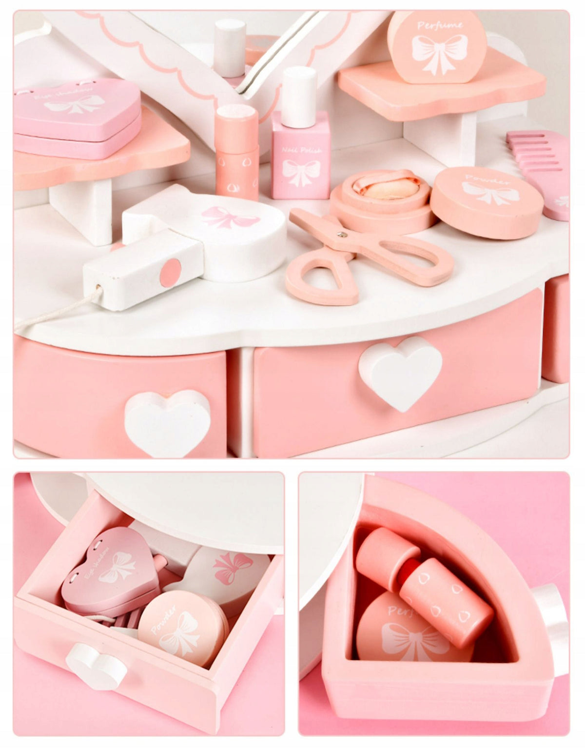 Wooden dressing table for girls cosmetics with accessories Brand NiceKids