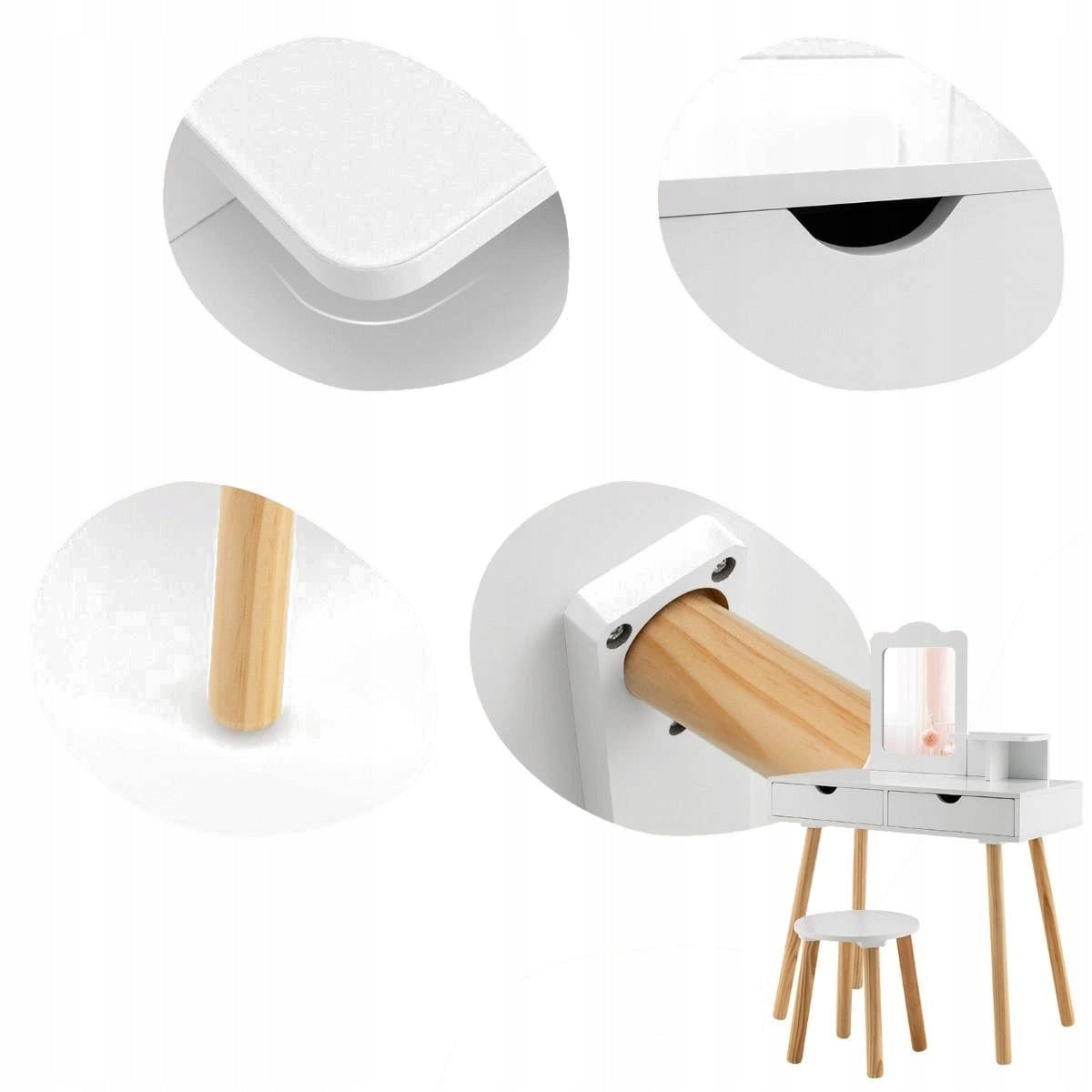 Wooden dressing table with mirror for children + dressing table chair Kid's age 3+ years