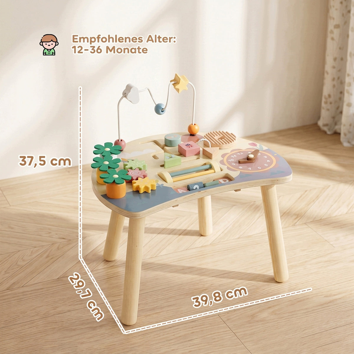 Wooden educational table activity 6 in 1 Montessori for children 1-3 years Brand AIYAPLAY