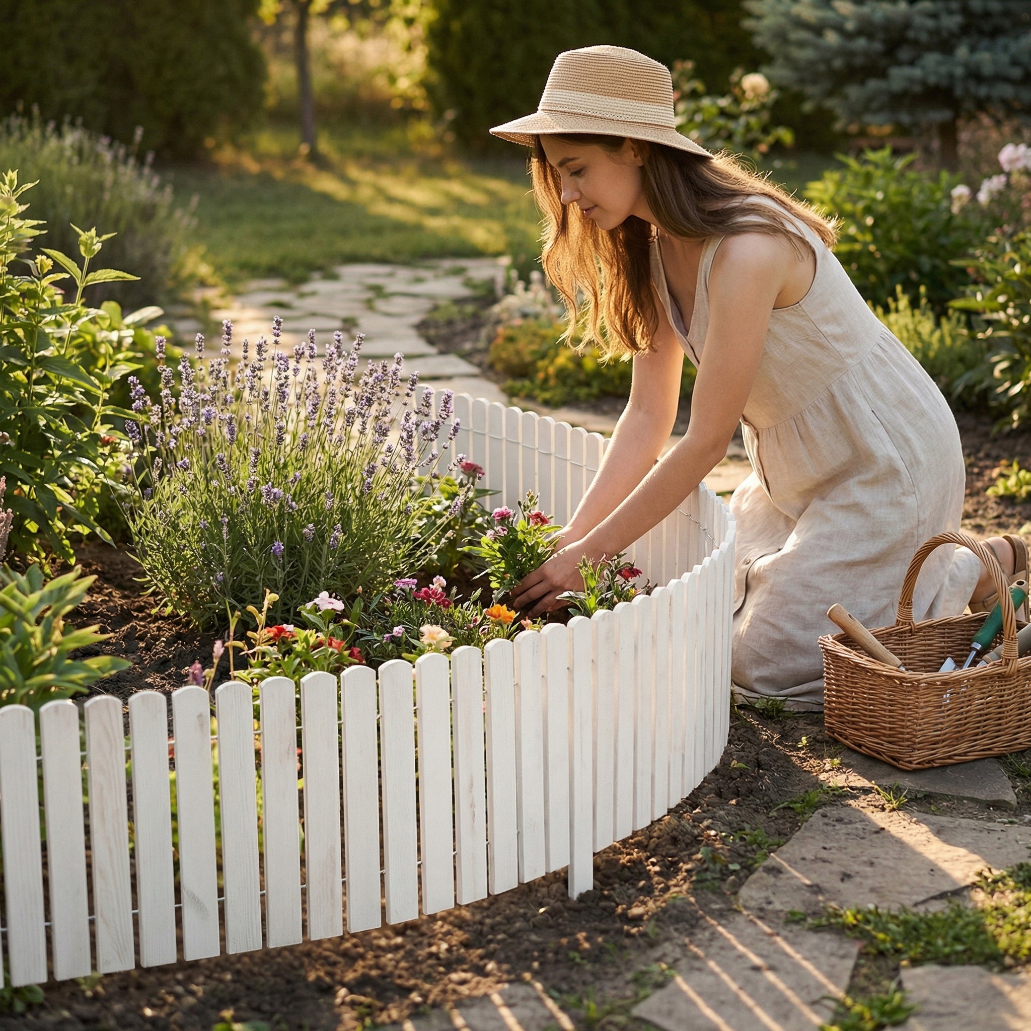 Wooden fence garden fence hammered lawn edging rollborder 200x40 Material wood