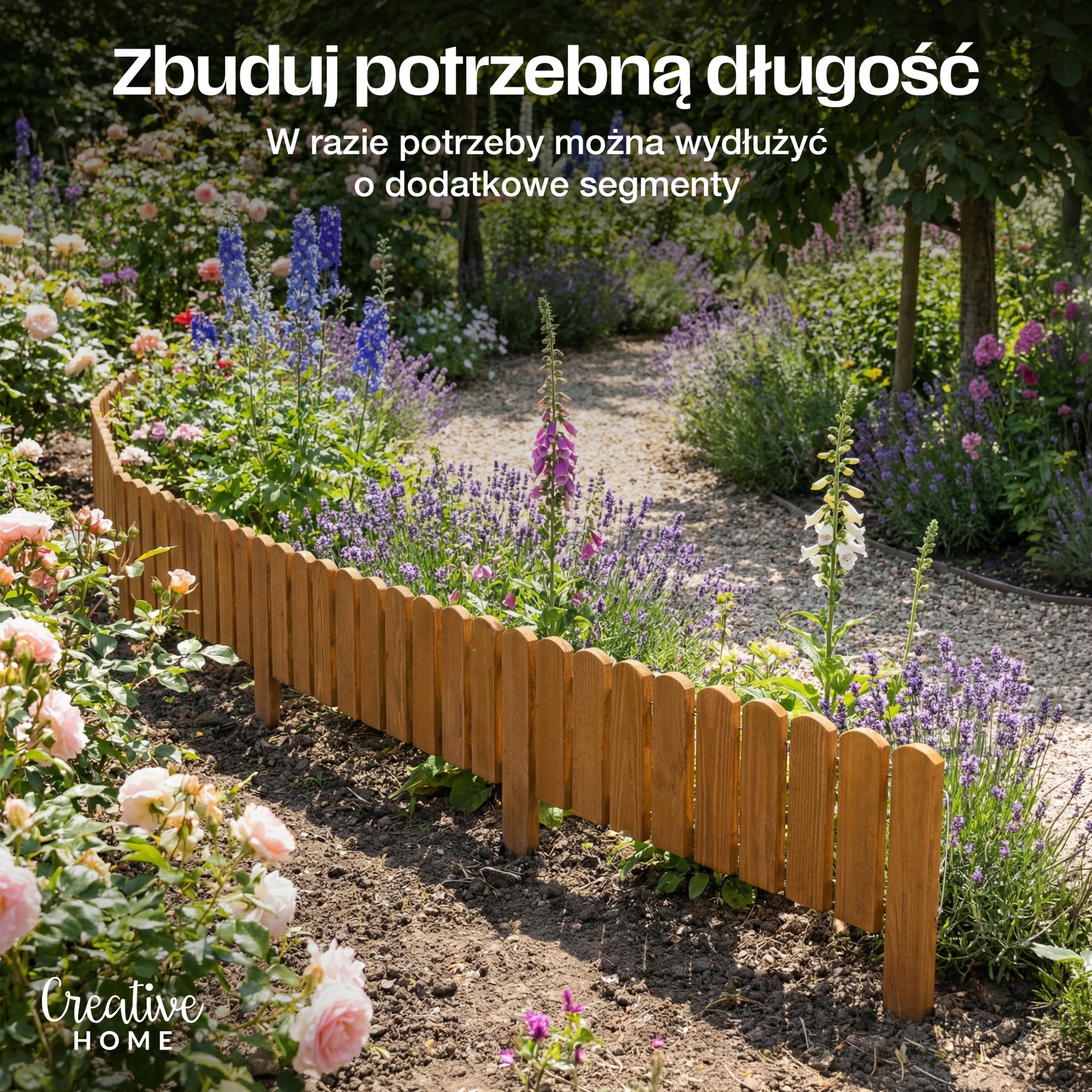Wooden fence garden fence lawn edging rollborder tan 200x40 Product height 40 cm