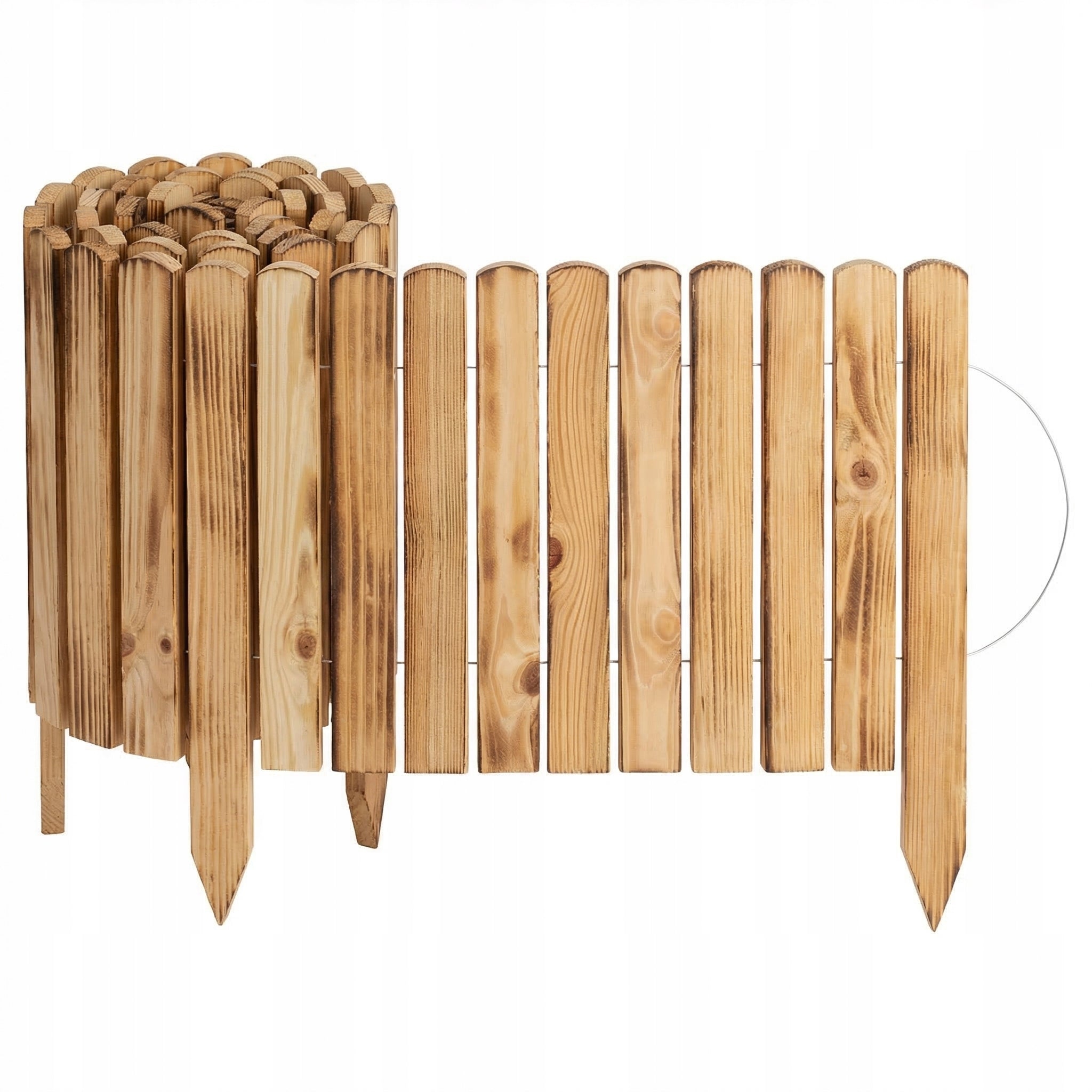 Wooden fence garden fence lawn edging rollborder tan 200x40