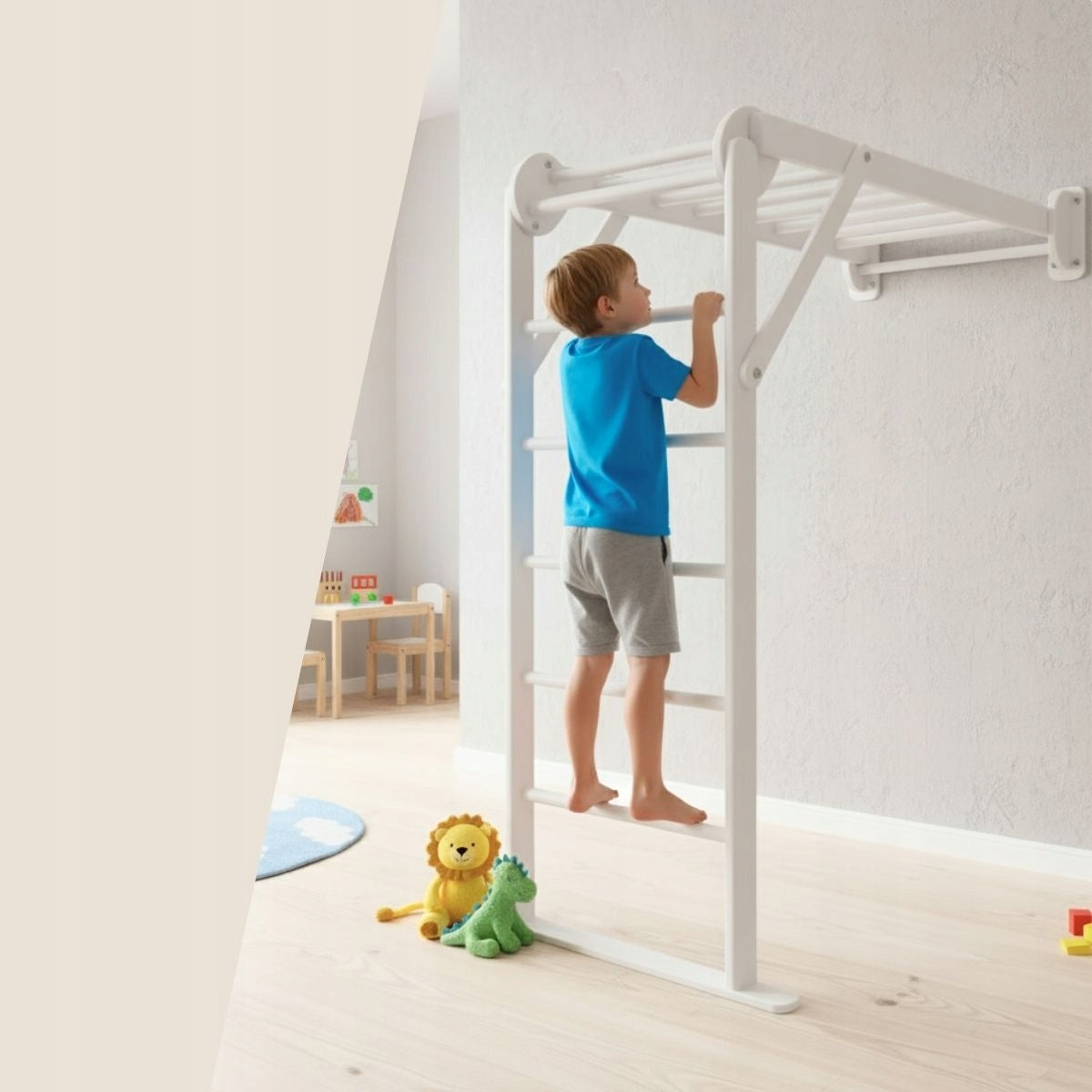 Wooden gymnastic ladder Mini 2 white Model Mini-2