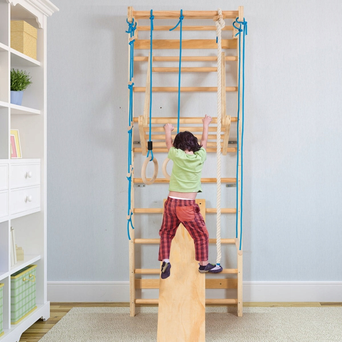 Wooden gymnastic ladder for exercise and climbing Brand Costway