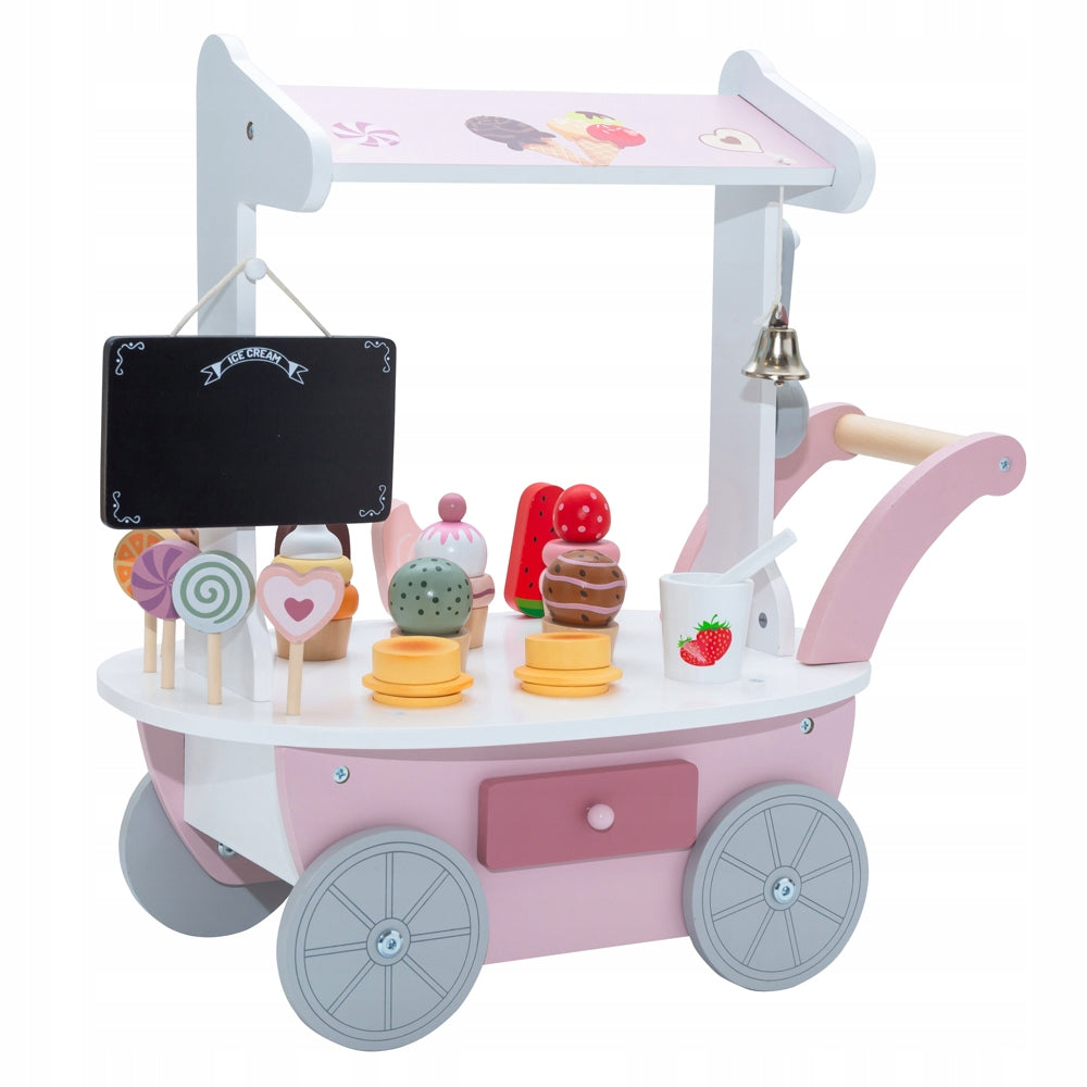 Wooden ice cream parlor wheels Sunday-Funday CHALK FREEBIE confectionery ice cream cart