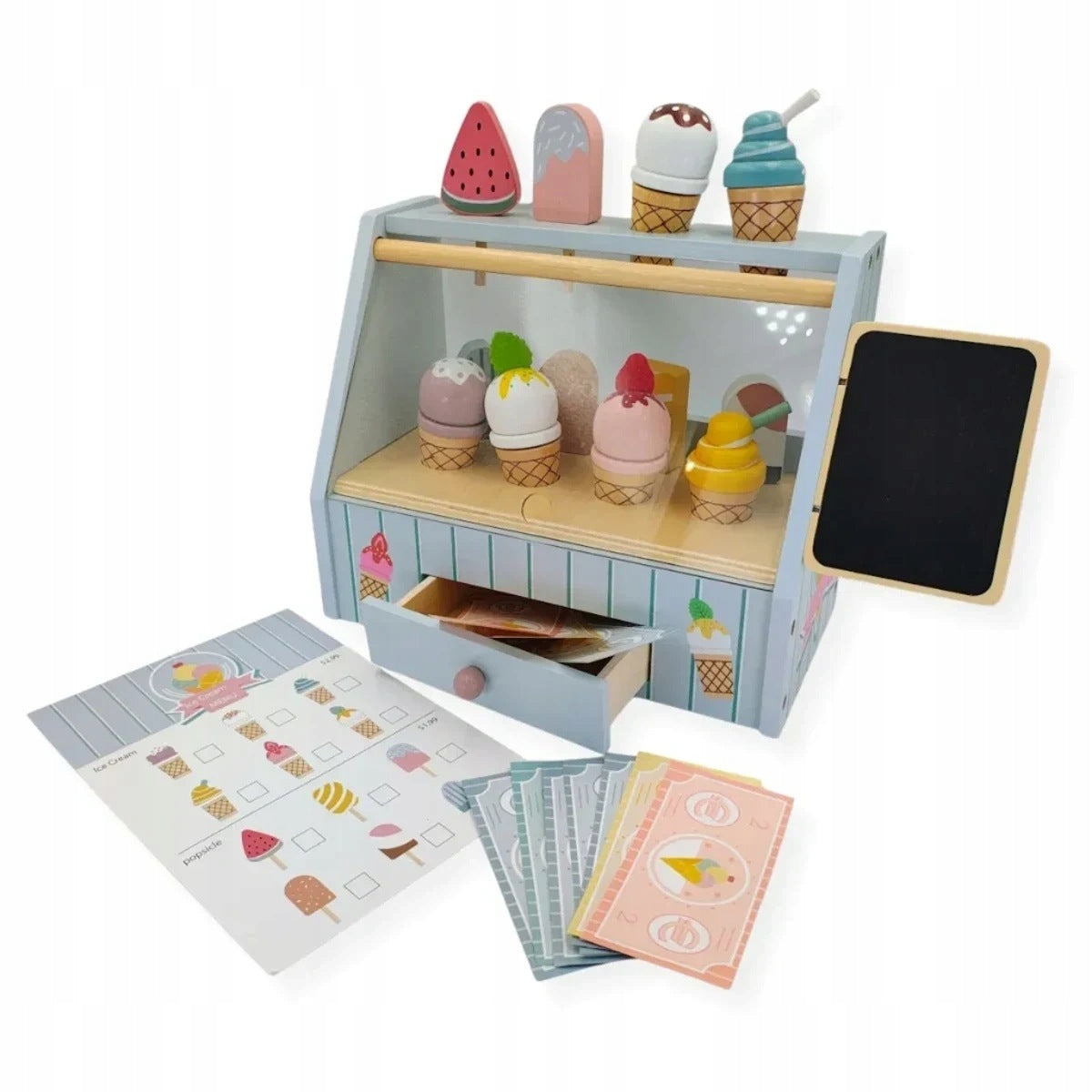 Wooden ice cream parlor with accessories for children - Kabi 3+ Packaging status original