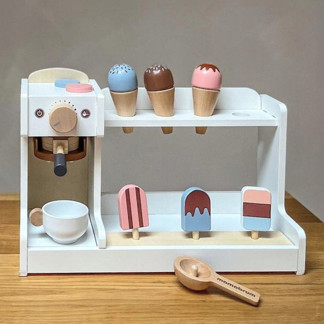 Wooden ice cream parlor with coffee machine - cafe with accessories Mamabrum Brand Mamabrum