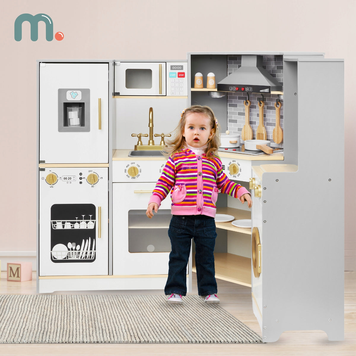 Wooden interactive kitchen XXXL with LED hood lighting and accessories EAN (GTIN) 5900168937901
