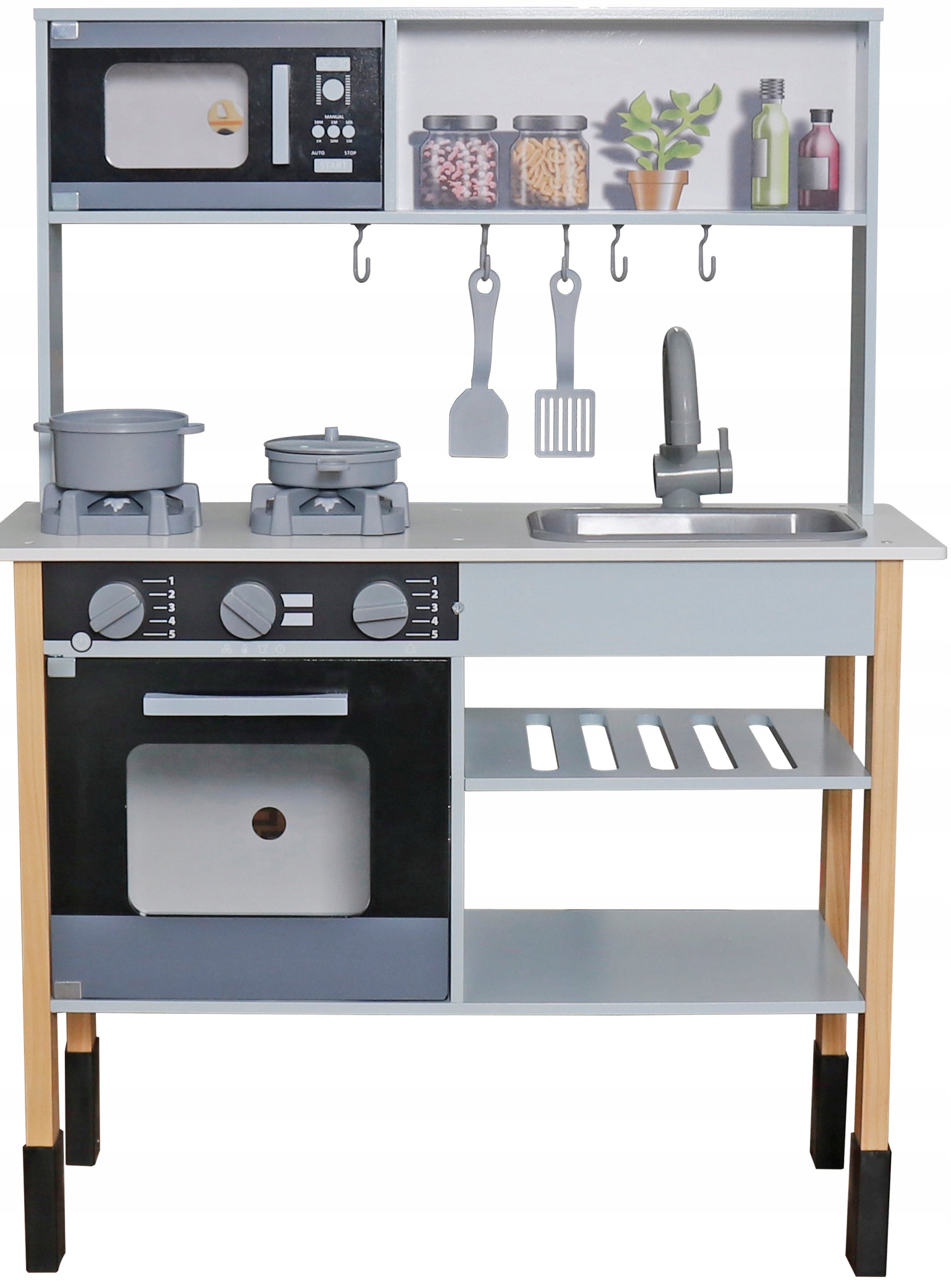 Wooden kitchen for children COOKER +accessories +sink +microwave Packaging status original