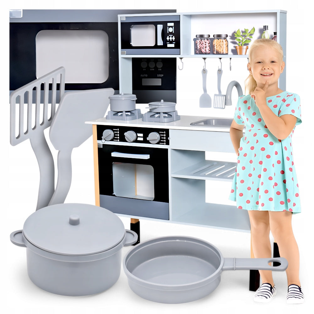 Wooden kitchen for children COOKER +accessories +sink +microwave