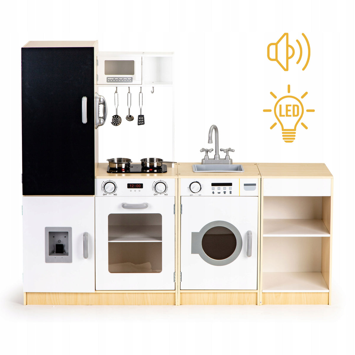 Wooden kitchen for children separate segments XXL board + LED ECOTOYS