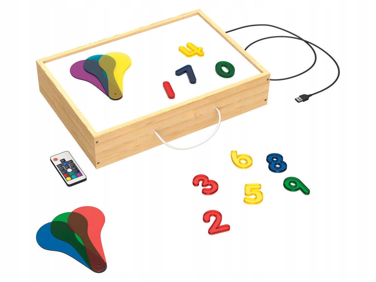 Wooden light box MONTESSORI Numbers Colors