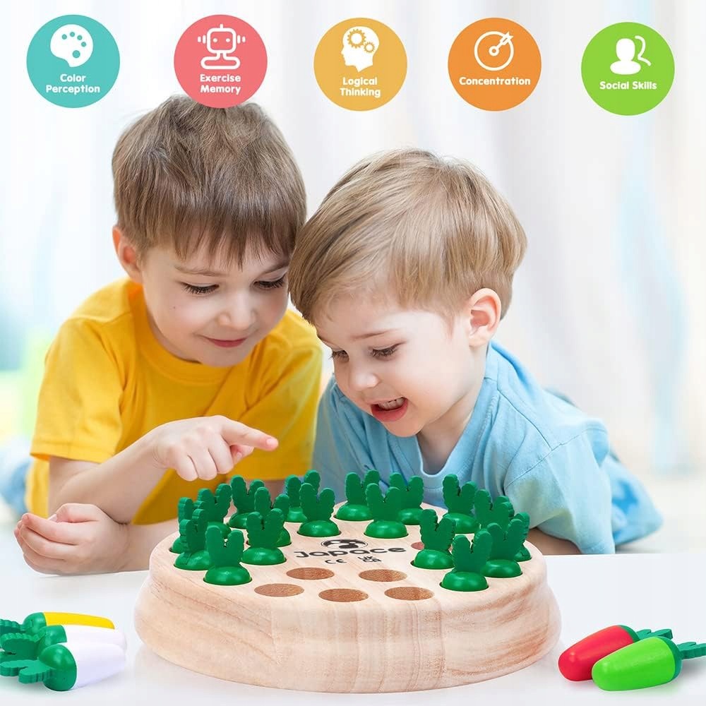 Wooden memory game with carrot figurines, for children from 3 Packaging status original