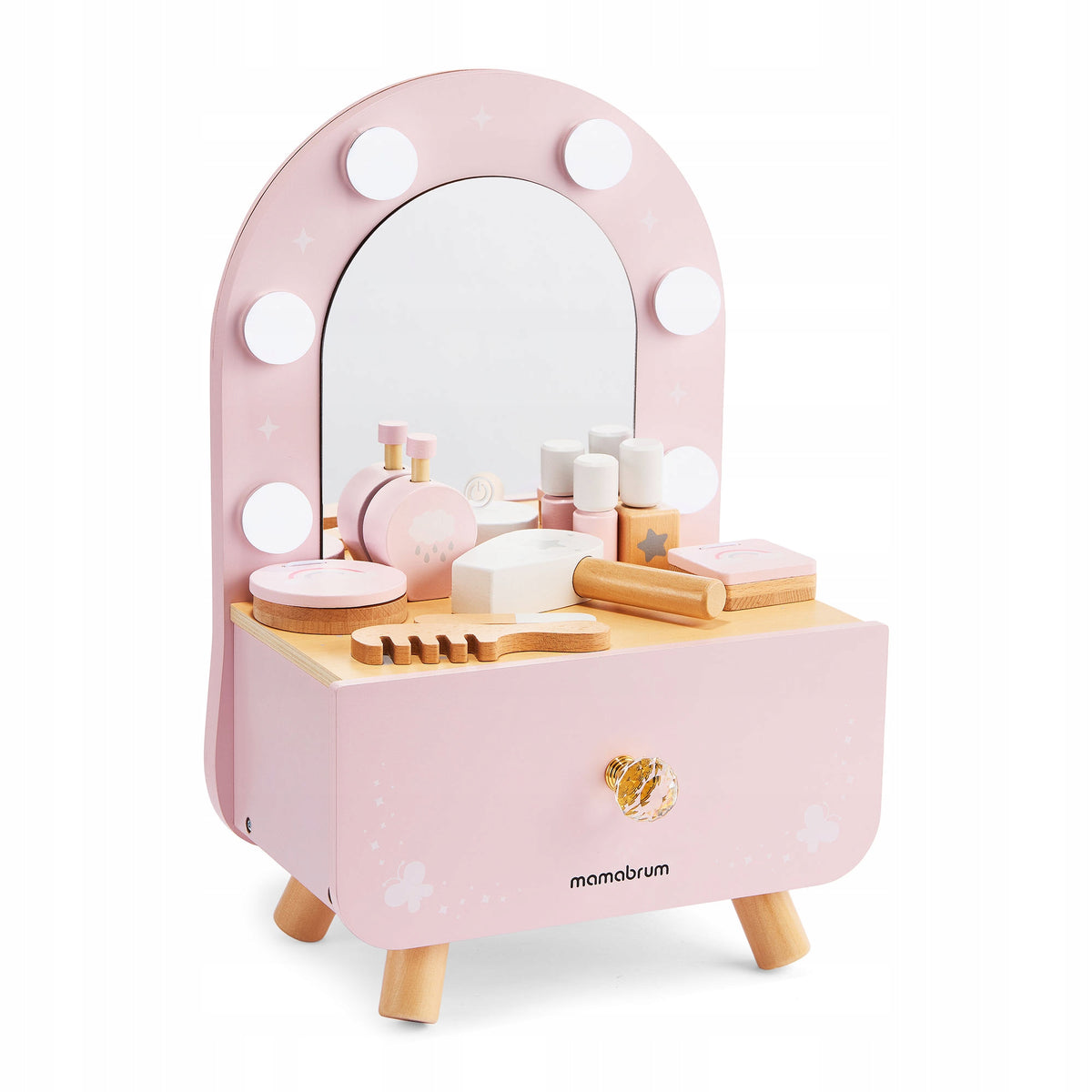 Wooden mini dressing table for children with accessories and LED dimmer Manufacturer code MAM272 VANITY TABLE
