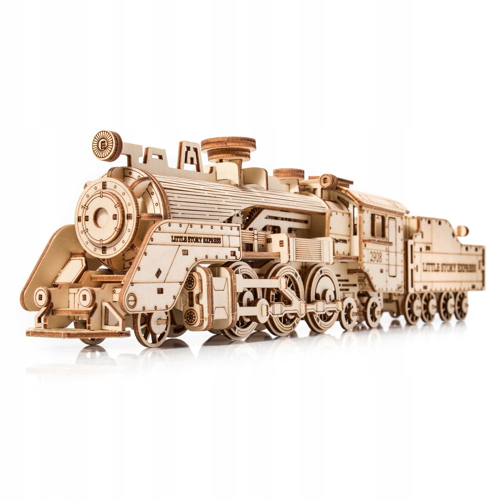 Wooden model 3D steam locomotive – plywood puzzle for folding Manufacturer code E012