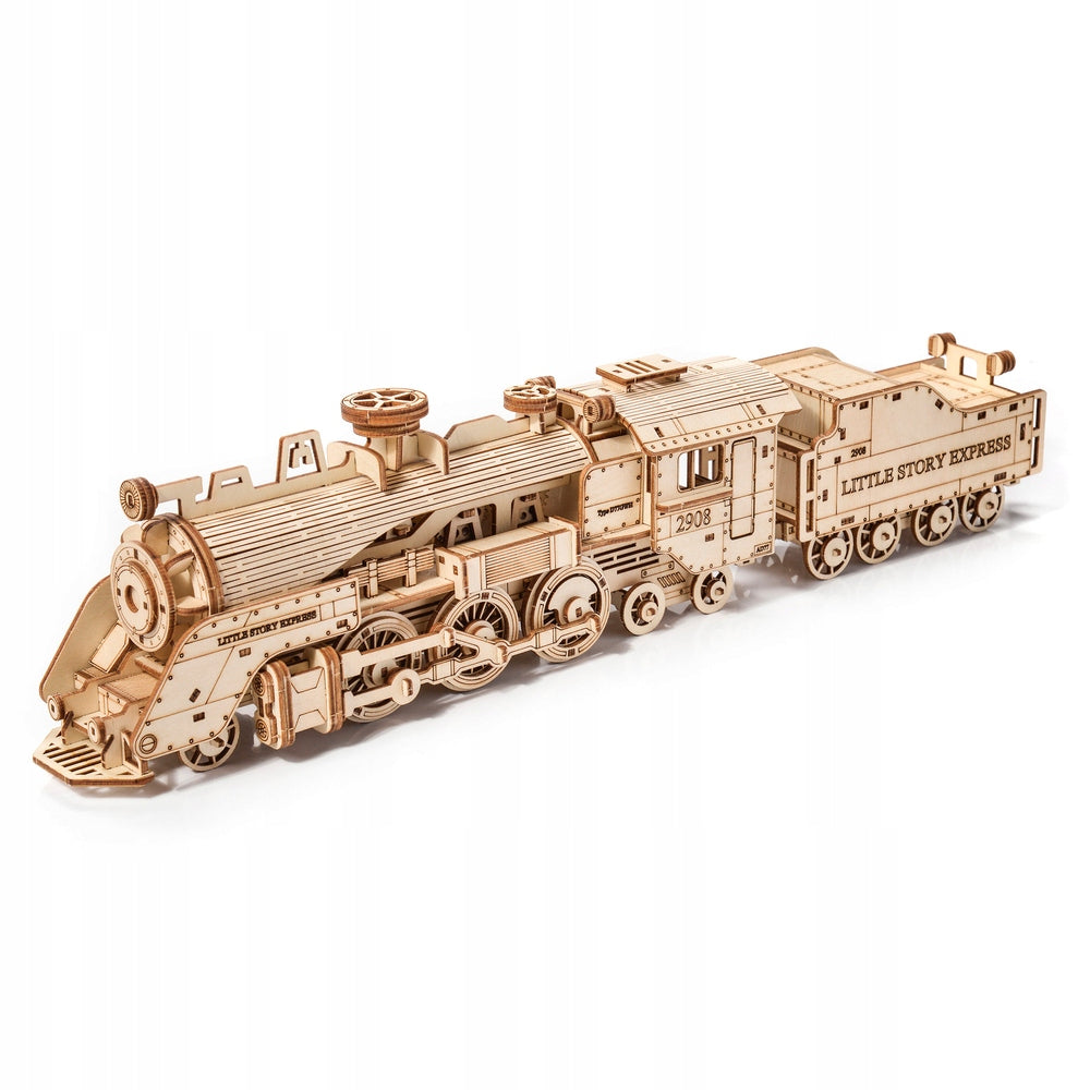 Wooden model 3D steam locomotive – plywood puzzle for folding Packaging status original
