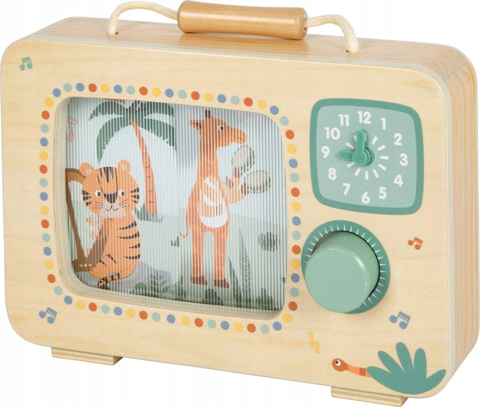 Wooden music box TV Safari Small Foot description