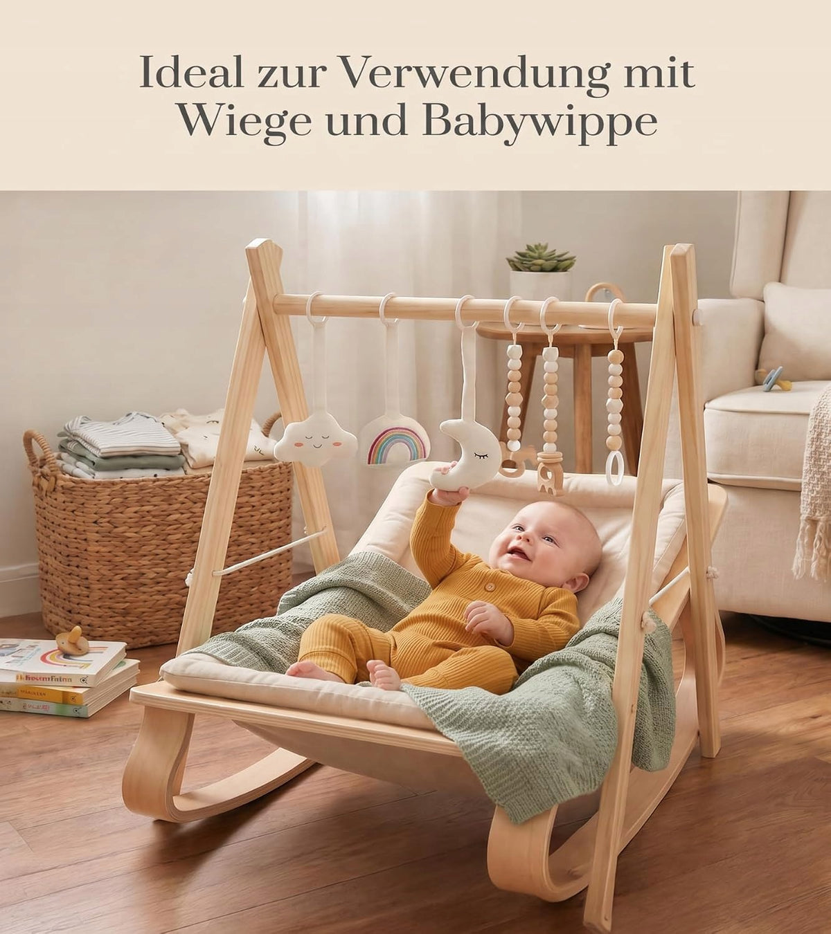 Wooden play bow for babies folding trapeze Kid's age 3+ years