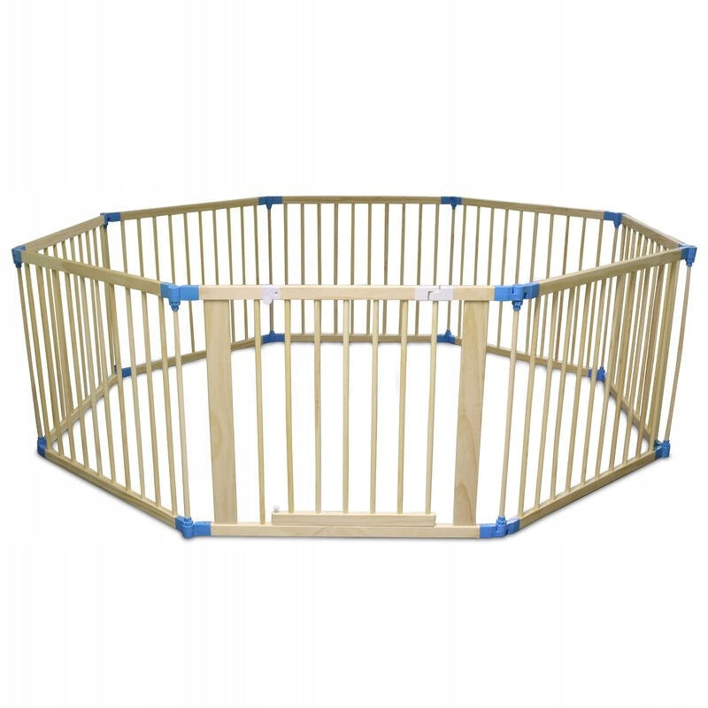 Wooden playpen for children Ø 150 cm modular folding with barrier closed Brand Bituxx