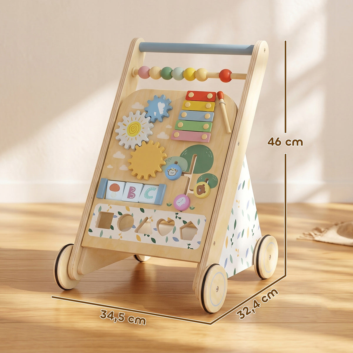 Wooden pusher AIYAPLAY for children with wheels and blocks, from 18 months Packaging status original