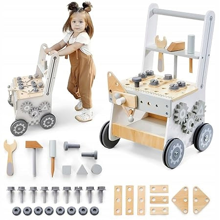 Wooden pusher MAMABRUM Montessori trolley workshop MAM25