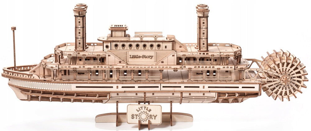 Wooden puzzle 3D steamship – wooden steamer model for gift Packaging status original