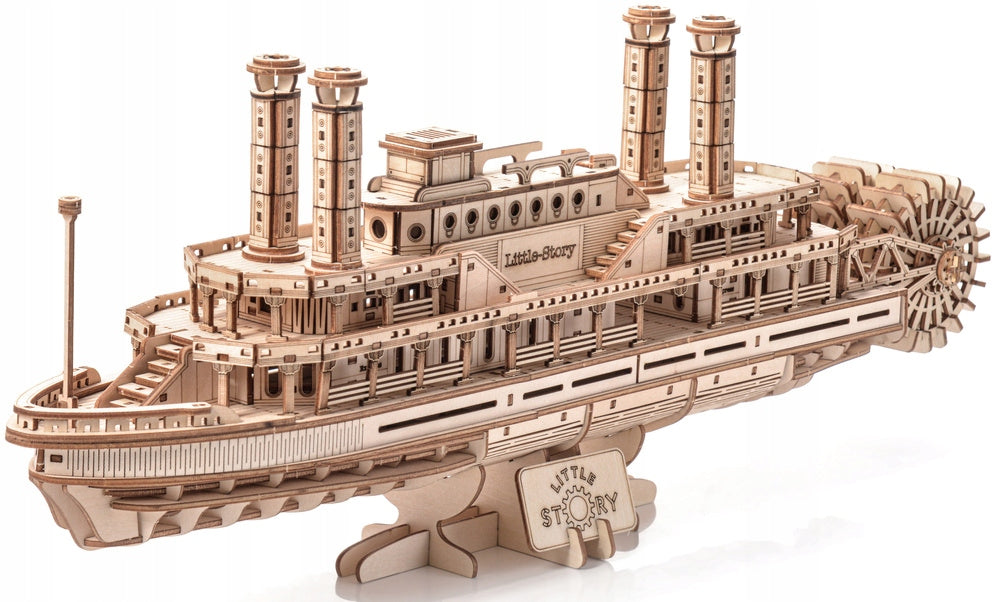 Wooden puzzle 3D steamship – wooden steamer model for gift