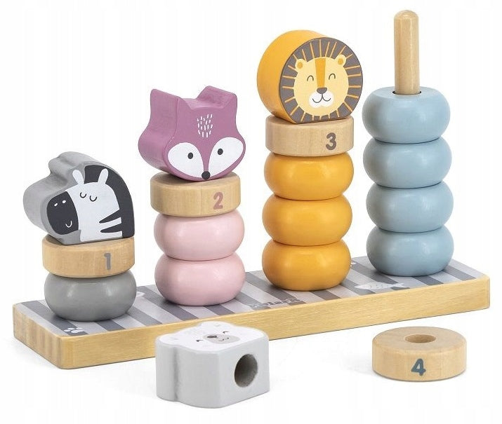 Wooden puzzle on stakes PolarB Pyramids with animals Viga