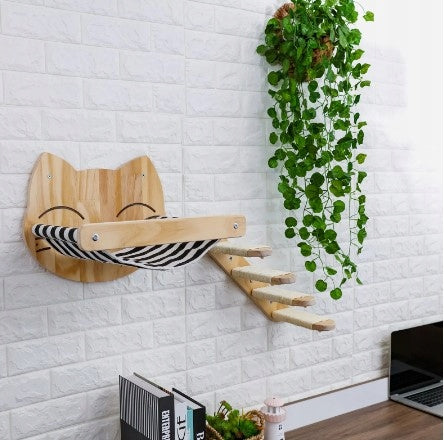 Wooden shelf with ladder on the wall bed for cat 64 EAN (GTIN) 6912578320067