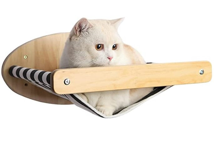 Wooden shelf with ladder on the wall bed for cat 64 Product width 42 cm