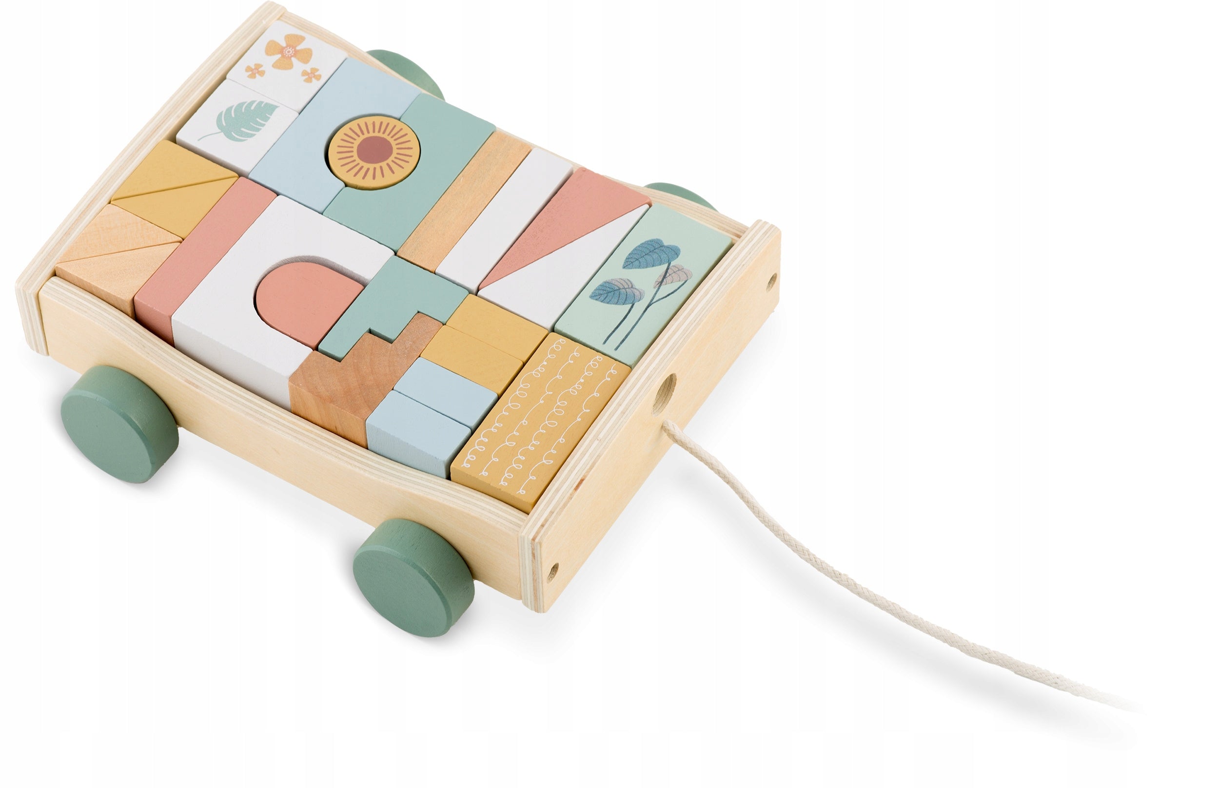 Wooden toy educational puzzle 24 el Montessori pull cart Brand Nukido