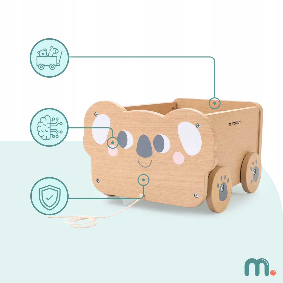 Wooden toy trolley - pull trailer for children - Koala Manufacturer code MAM285 KOALA CART