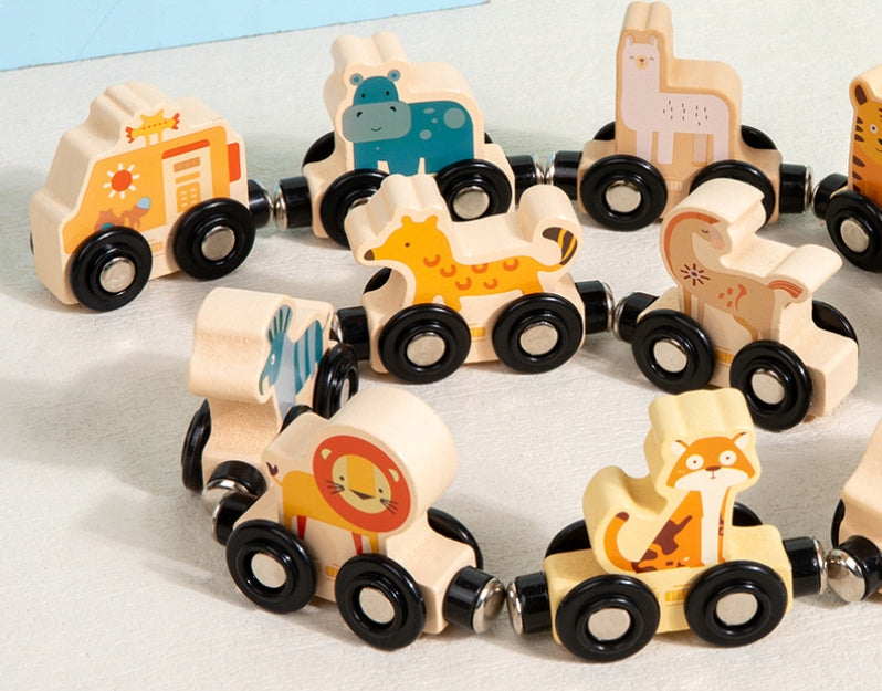 Wooden train animals safari magnetic wagons Montessori toy EAN (GTIN) 5905399798130