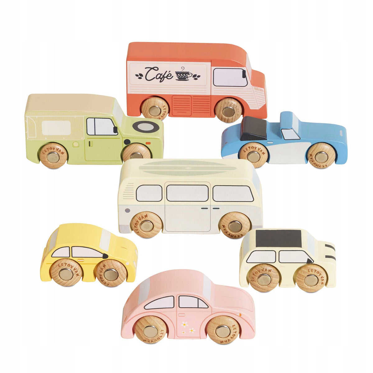 Wooden vintage cars set, children's toy, cars Le Toy Van