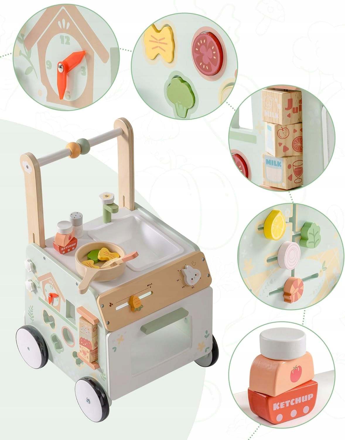 Wooden walking trolley for children ROBOTIME Brand Robotime