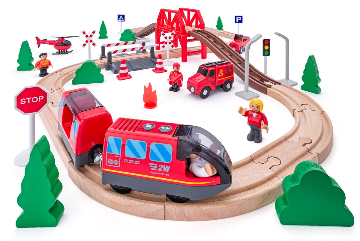 Woody Queue with electric machine, fire brigade, 60 parts Packaging status original