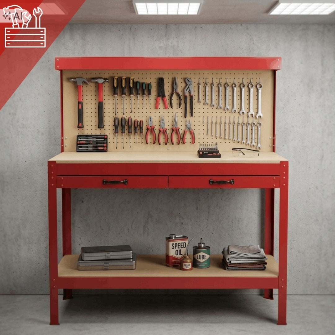 Workbench Bituxx 115cm perforated board drawer 100kg Packaging status original