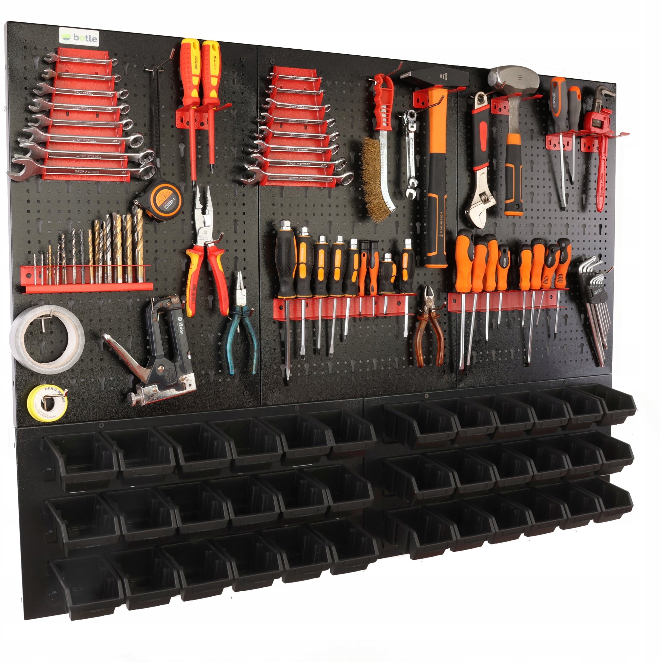 Workshop board botle 120x90cm metal 36x container black handles