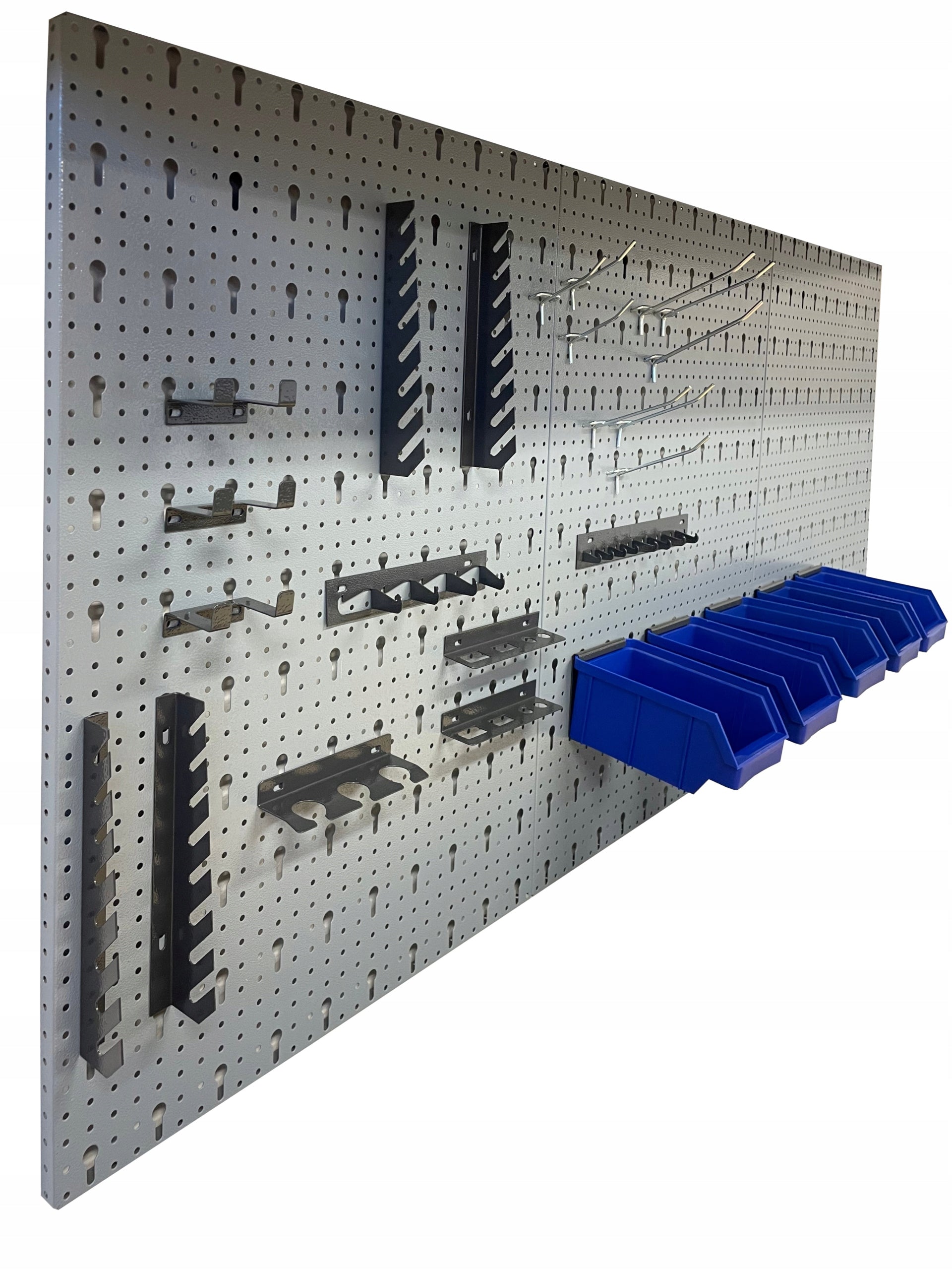 Workshop board for tools, tool wall with PENDANTS, grey Kind pegboard