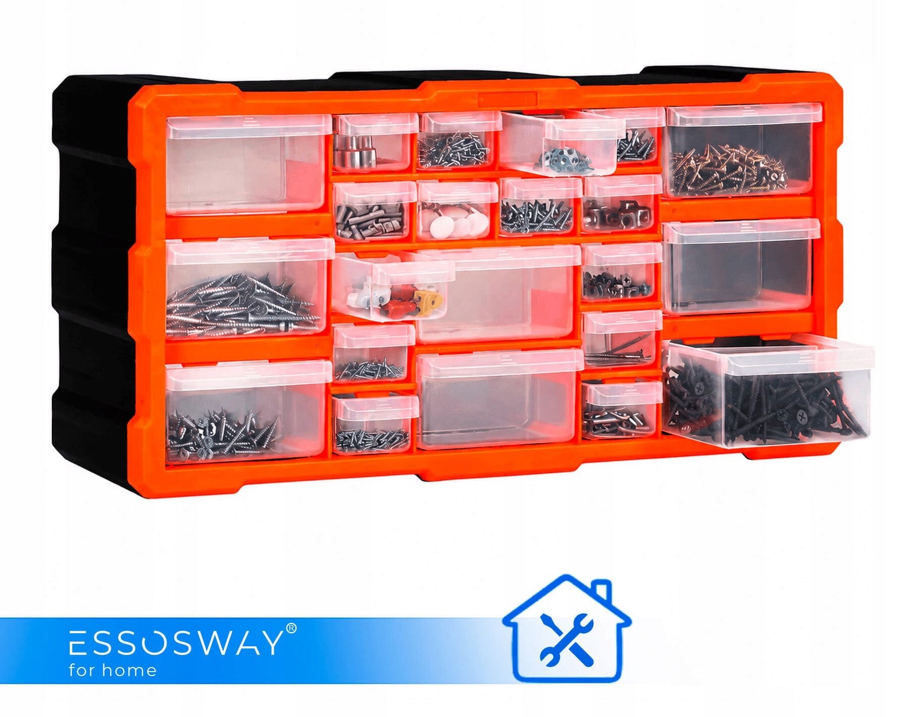Workshop container Organizer closed with screws wall screws Essosway Packaging status original