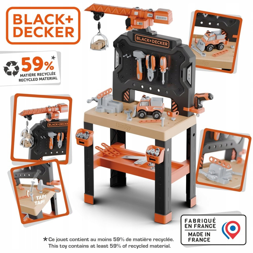 Workshop with crane set DIY Black & Decker tools Smoby Packaging status original