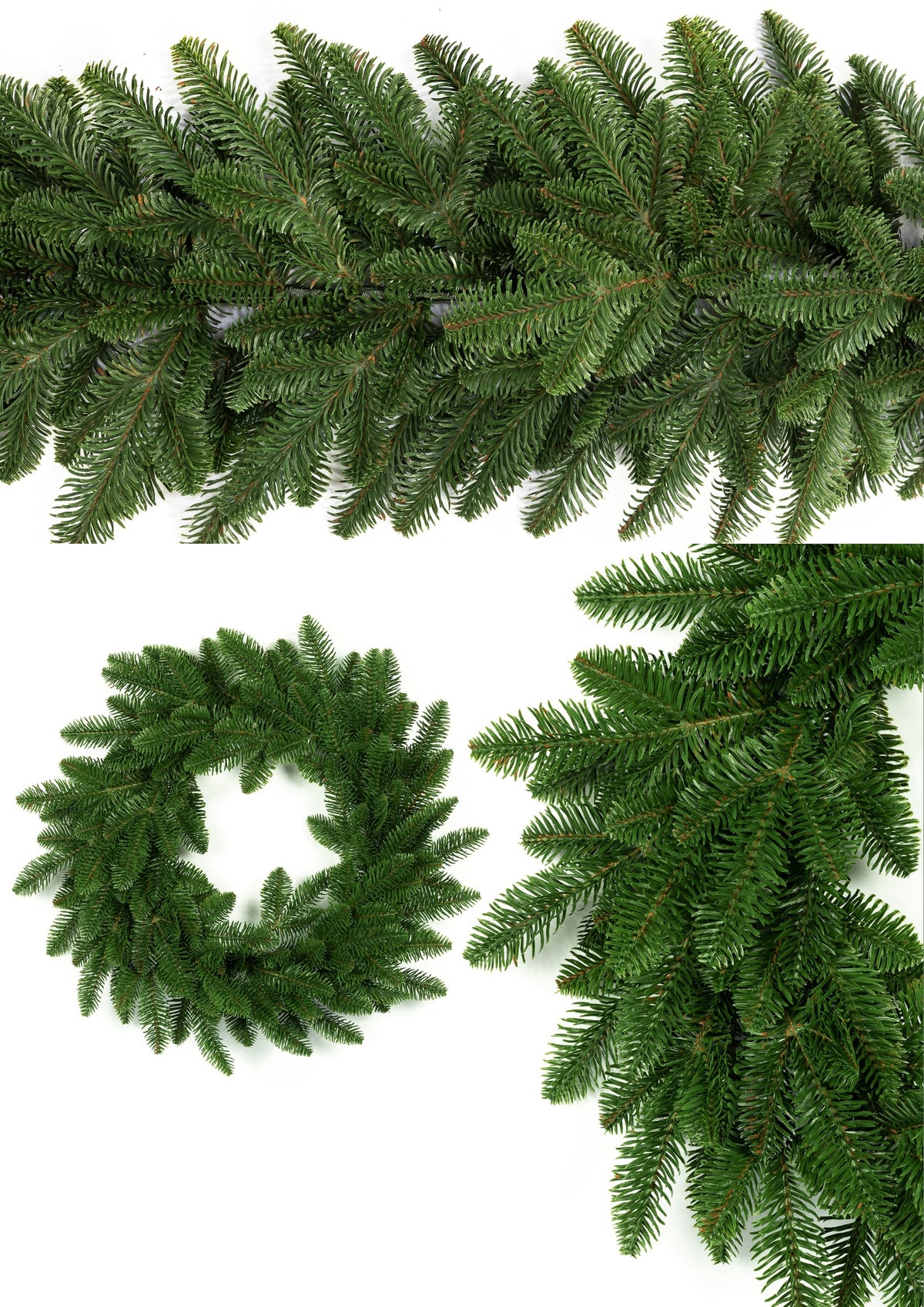 Wreath NOBILES Fir Forest Green 2D 100% PE 60cm as living for fireplace door Manufacturer code wianek jodła PE