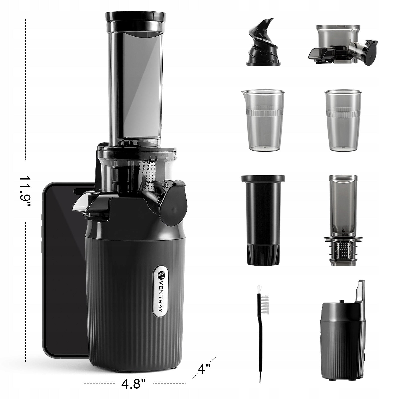 Wyciskarka wolnoobrotowa Ventray Essential Ginnie BPA-free czarna Manufacturer code GINNIE