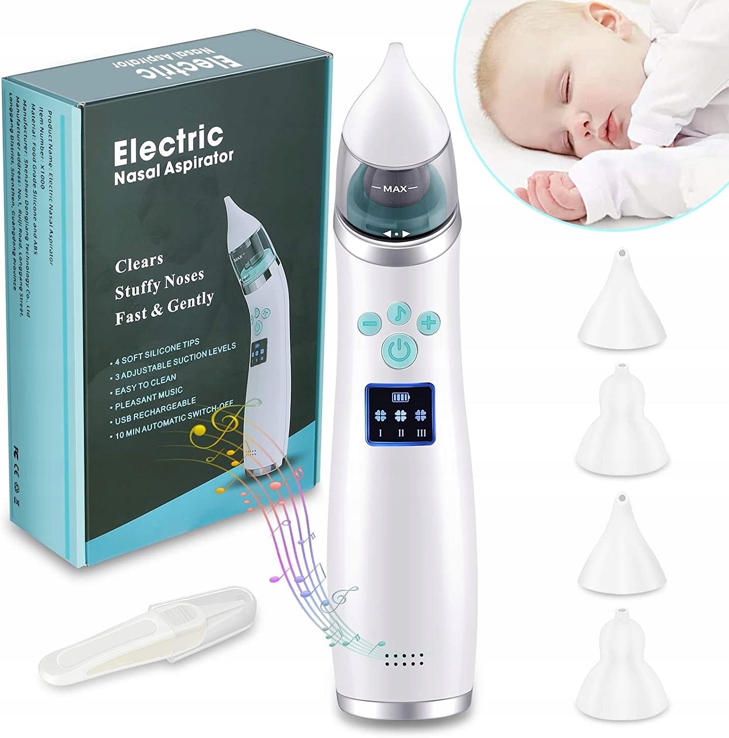 X1000 Electric Nasal Aspirator 4 Tips