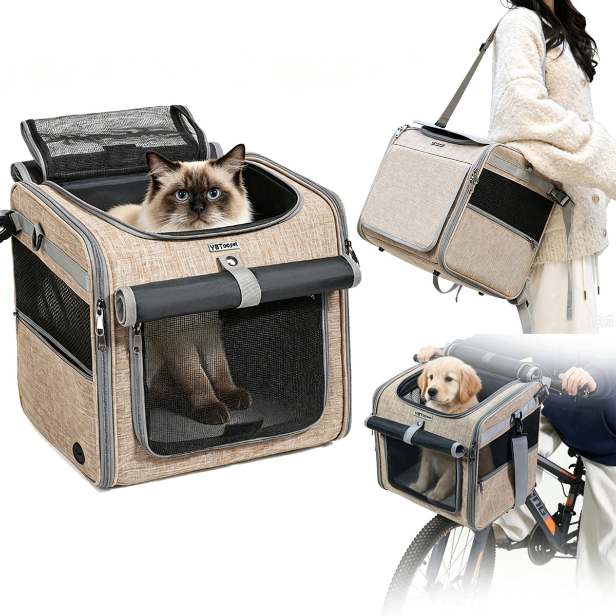 XL BACKPACK TRANSPORTER DOG CAT BAG FOLDING PLAYPEN 36*28*35cm, XL