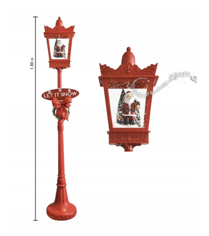 XL Christmas lantern with sound spinning snow Santa Claus 180 red
