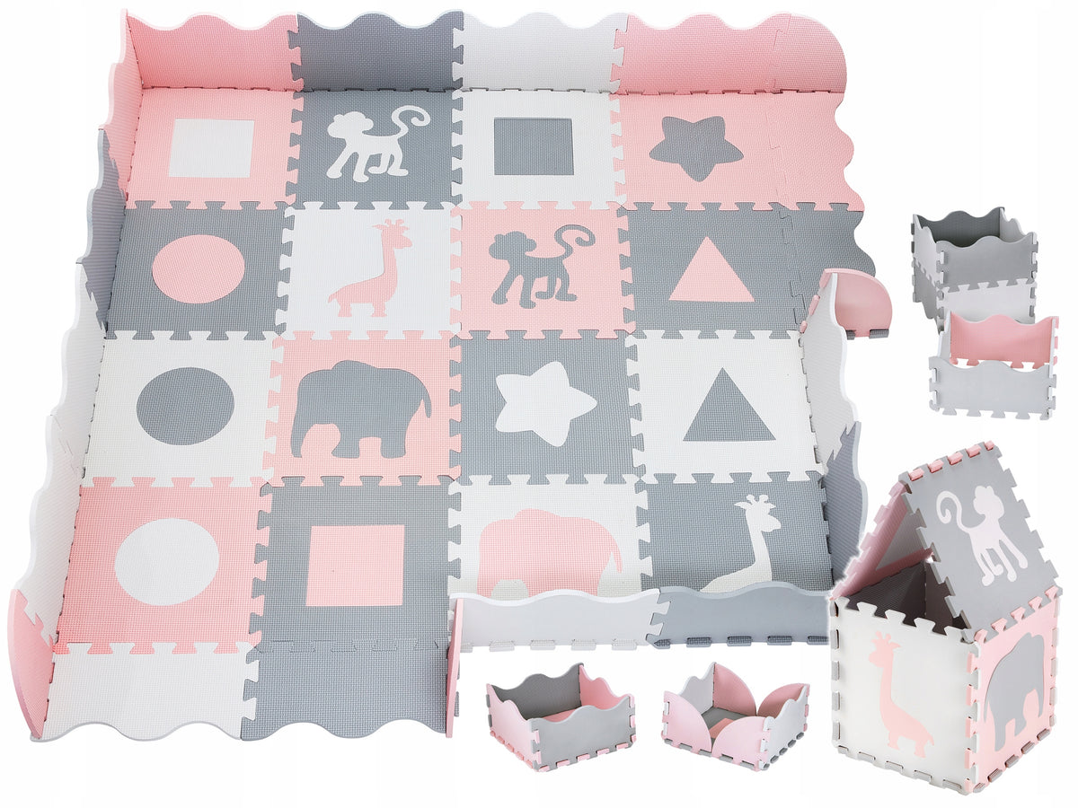 XL Foam Mat for Children Puzzle Animals Folding Playpen 150x150x1cm