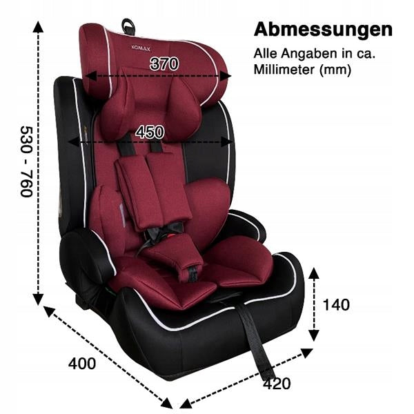 XOMAX ISOFIX child car seat 9 to 36 kg HC02 red Packaging status original